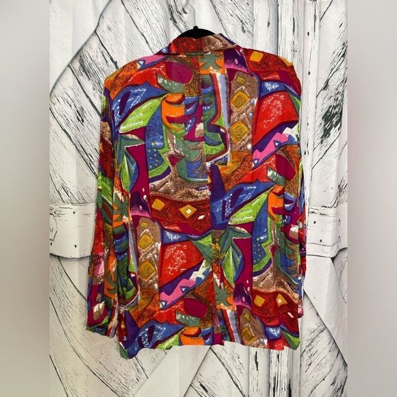 VTG 90s Abstract Artsy Palazzo Pant Set/Suit M - Picture 5 of 12